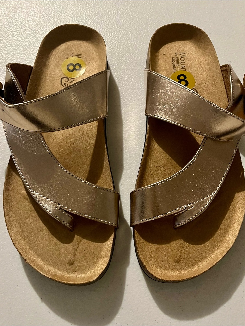 White Mountain NWOT Metallic Rose Gold Slide Sandals